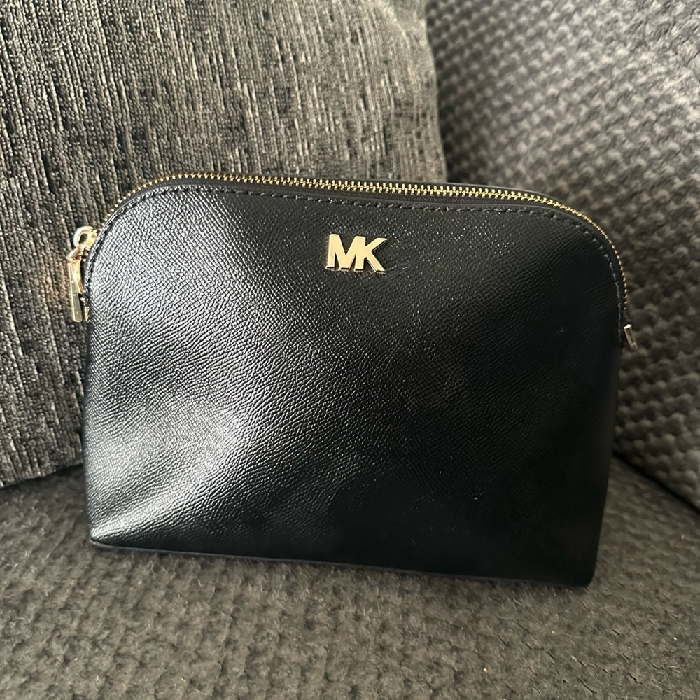 Michael Kors Cross Body/Black Toiletry Bag with Gold Accents